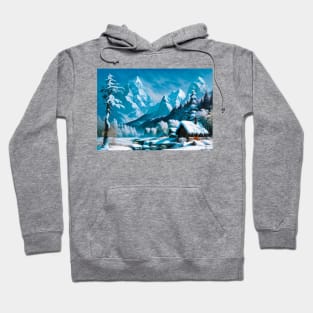 River Freezing in a Snowy Valley Hoodie